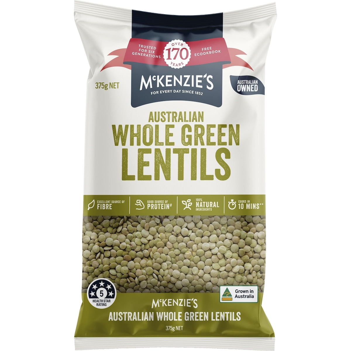 McKenzies Lentils Whole Green 375g
