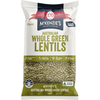 McKenzies Lentils Whole Green 375g