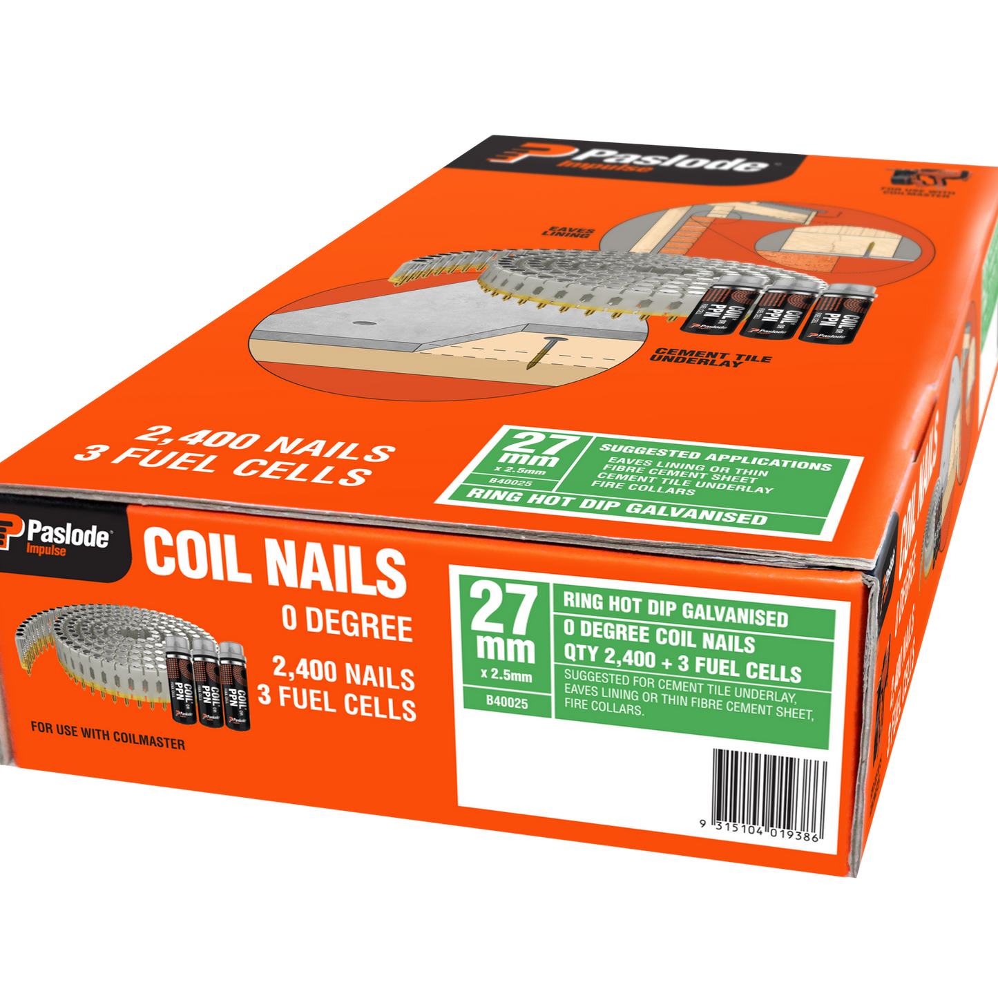 Paslode Impulse Coil Nails - 27mm - 2400 Pack