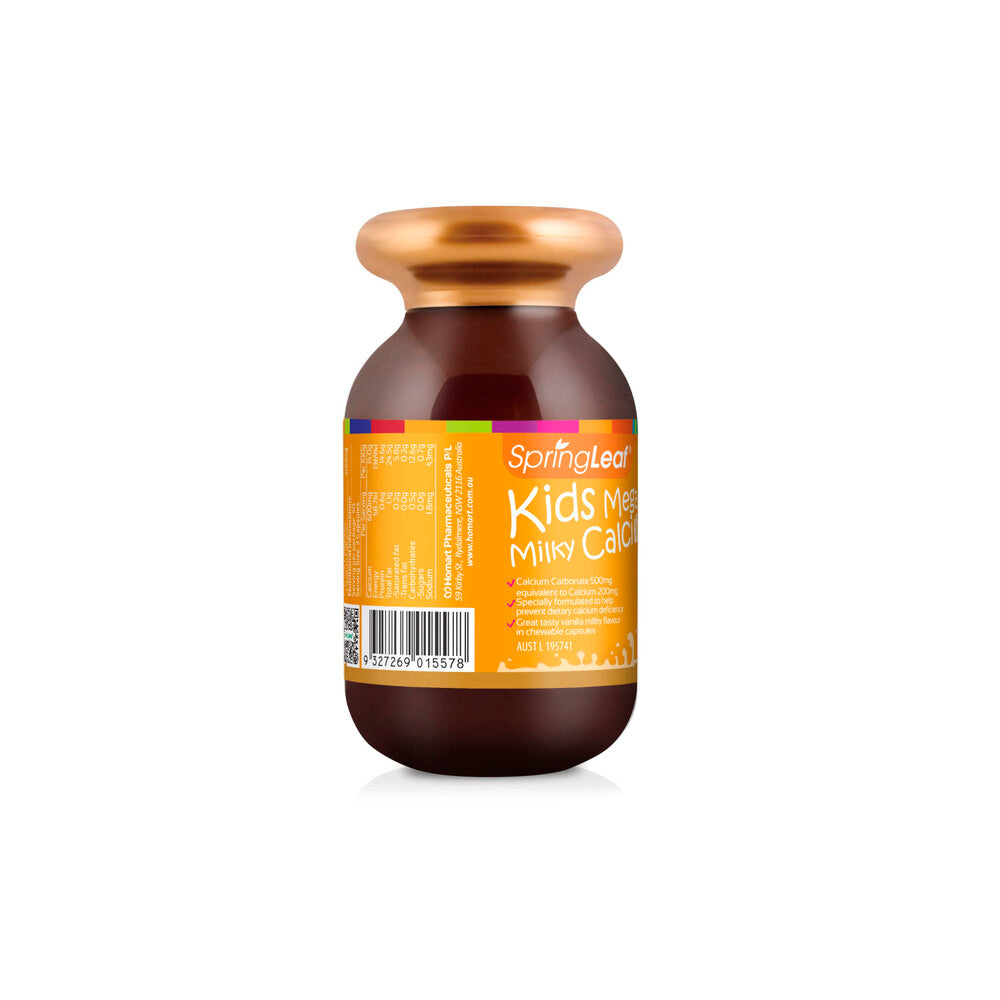 Springleaf Kids Mega Milky Calcium Chewable Capsules - 120 pack