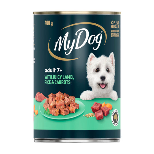 My Dog Adult 7+ With Juicy Lamb Rice & Carrots Can Wet Dog Food - 400g