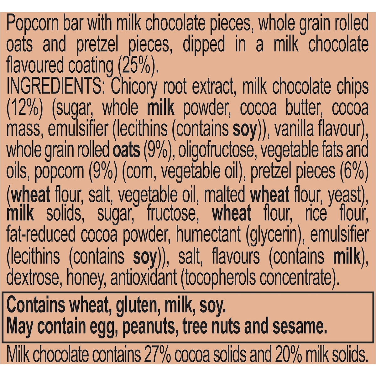Fibre One 90 Calorie Milk Chocolate Popcorn Bars 21g X 5 Pack