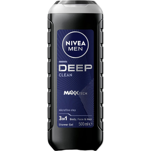 Nivea Men Deep 3 In 1 Shower Gel & Body Wash 500ml