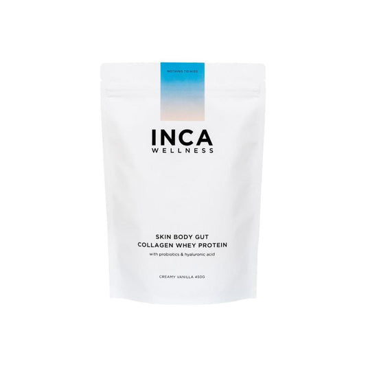 INCA Organics Skin Body Gut Collagen Whey Protein - Creamy Vanilla - 450g