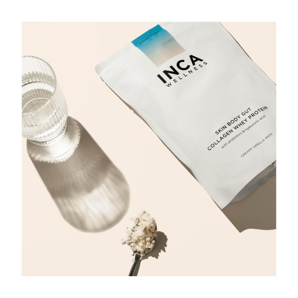 INCA Organics Skin Body Gut Collagen Whey Protein - Creamy Vanilla - 450g