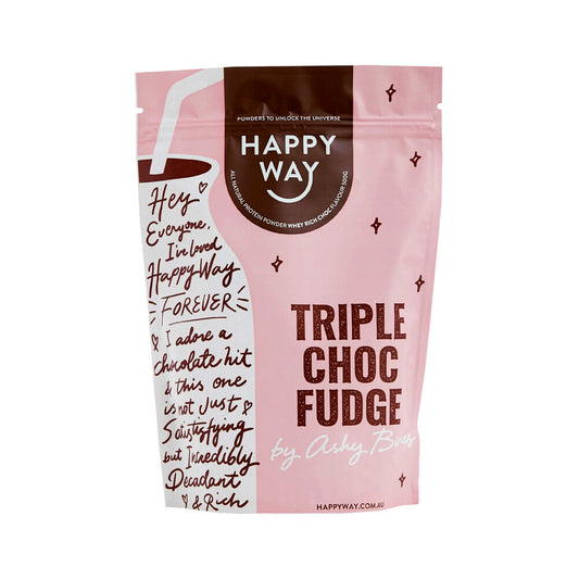 Happy Way Ashy Bines Whey Protein Powder Triple Choc Fudge - 500g