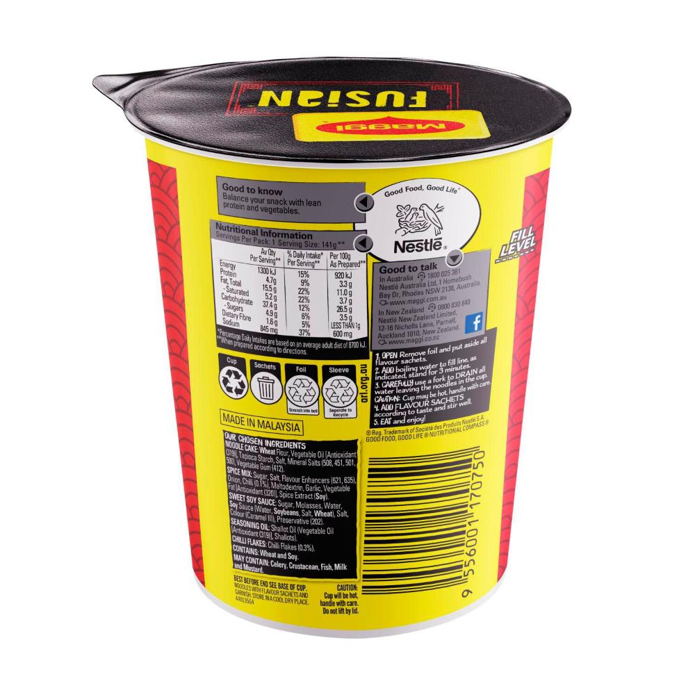Maggi Fusian Mi Goreng Instant Cup Noodles Hot & Spicy - 65g