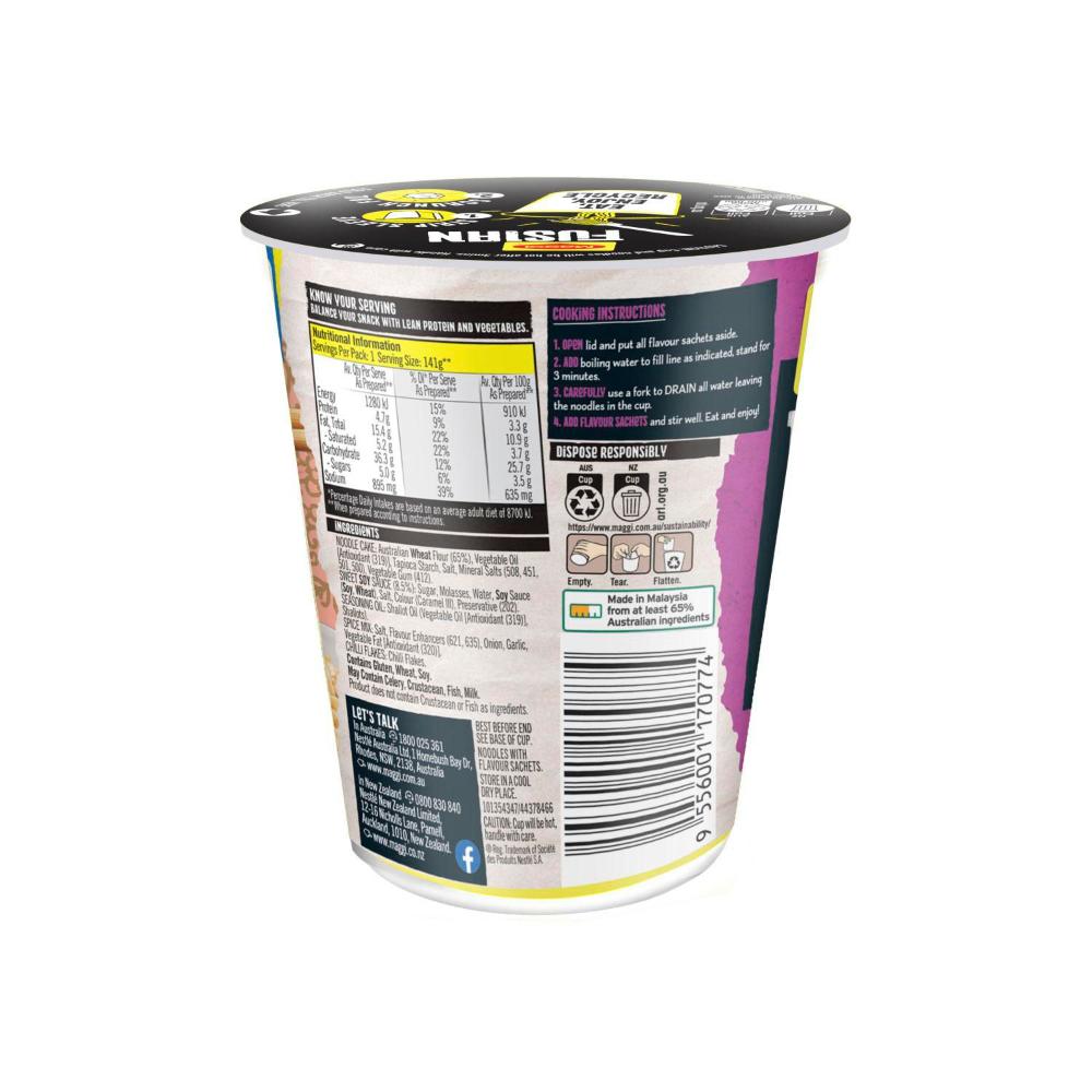 Maggi Fusian Mi Goreng Instant Cup Noodles Soy & Mild Spice - 64g
