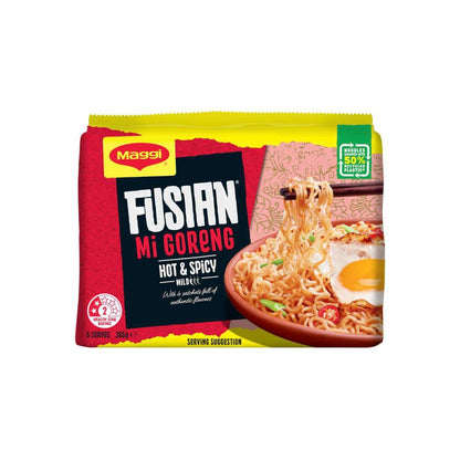 Maggi Fusian Mi Goreng Instant Noodles Hot & Spicy 5 Pack - 365g