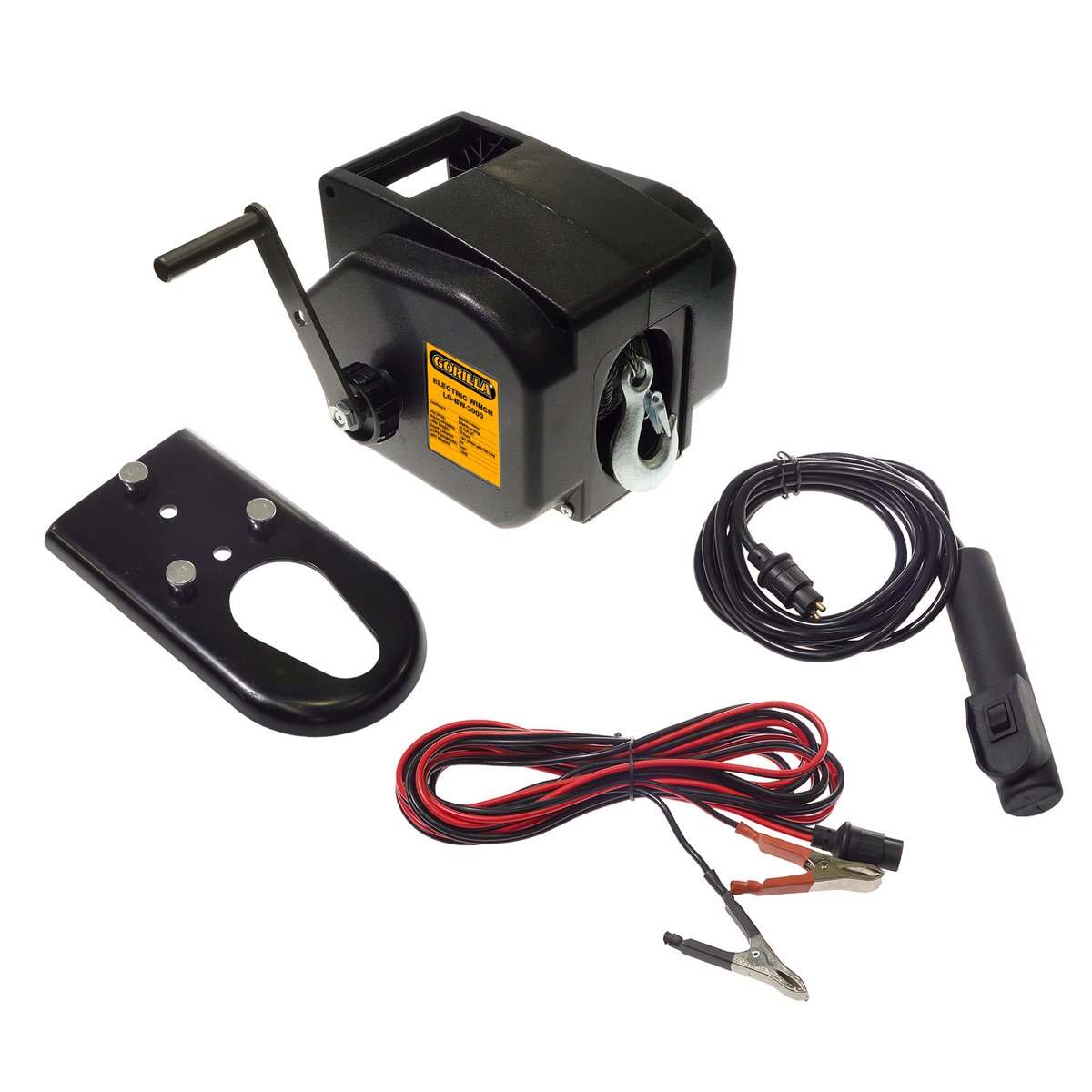 Gorilla 12V Electric Winch - 500kg Capacity - 9m Wire Rope - Black