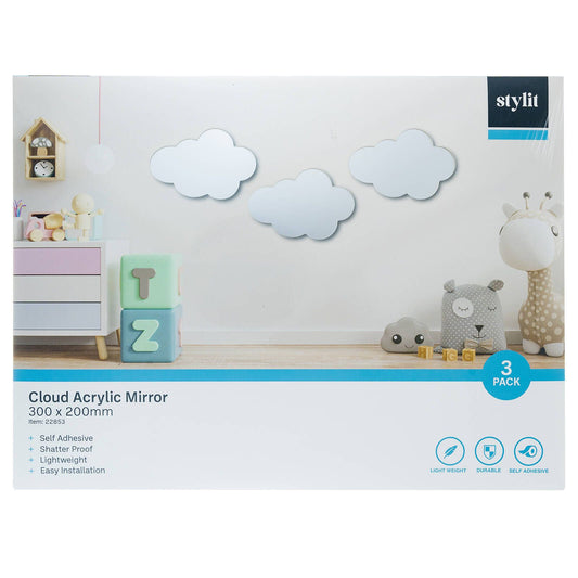 Stylit Cloud Acrylic Mirror - 300 x 200mm - 3 Pack