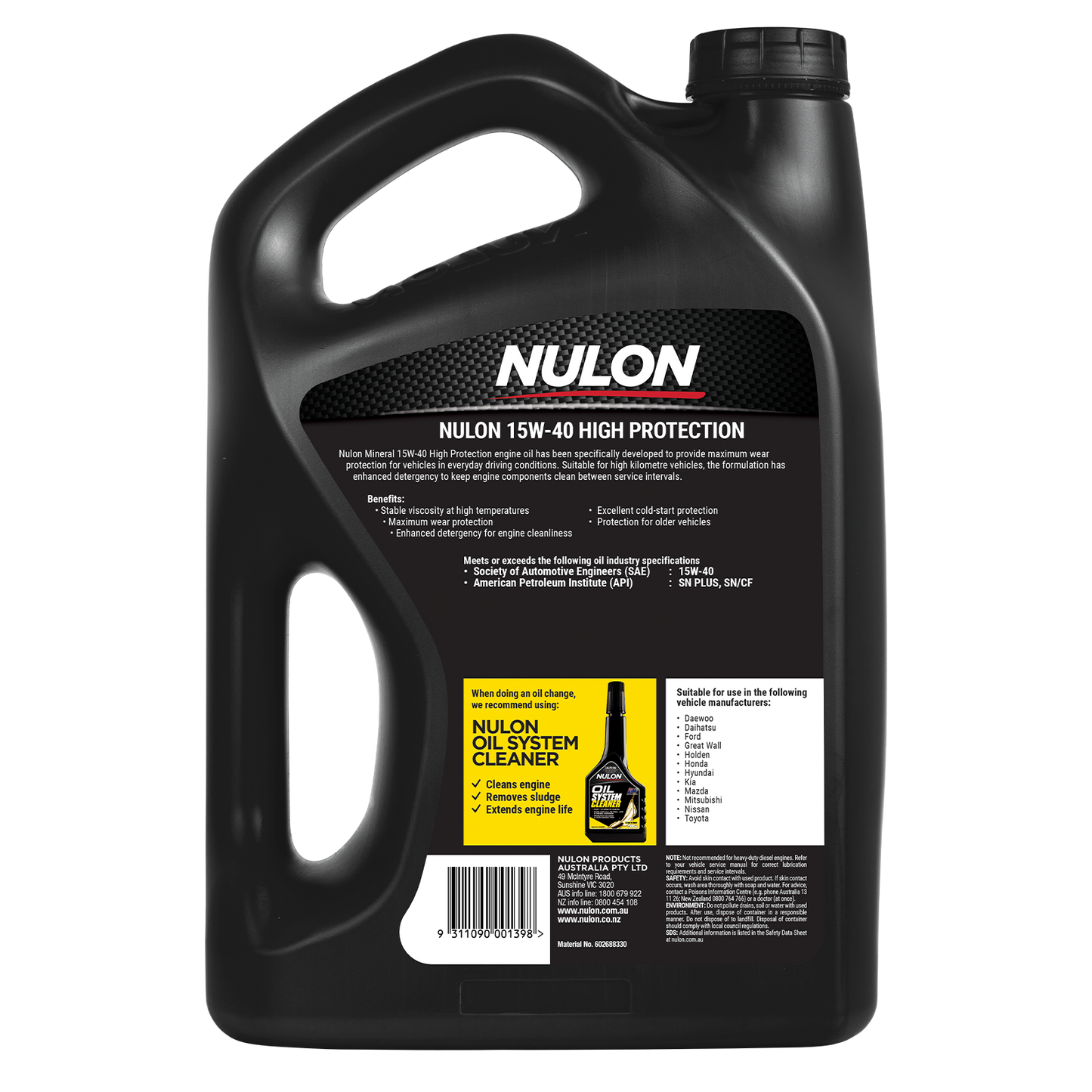 Nulon Mineral Engine Oil - 15W-40 - 5L