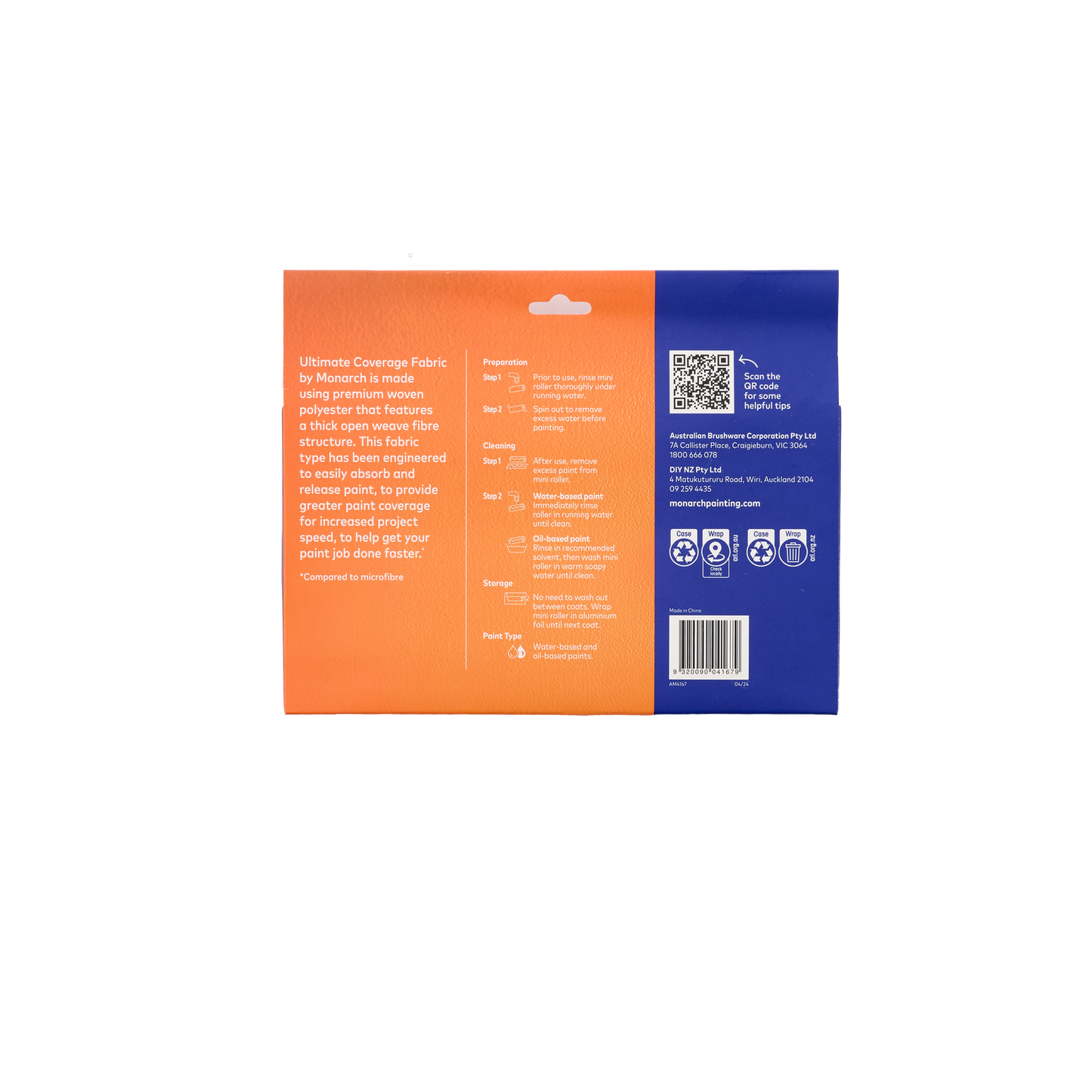 Monarch Mini Rollers Orange 160mm/14mm Nap 5 Pack