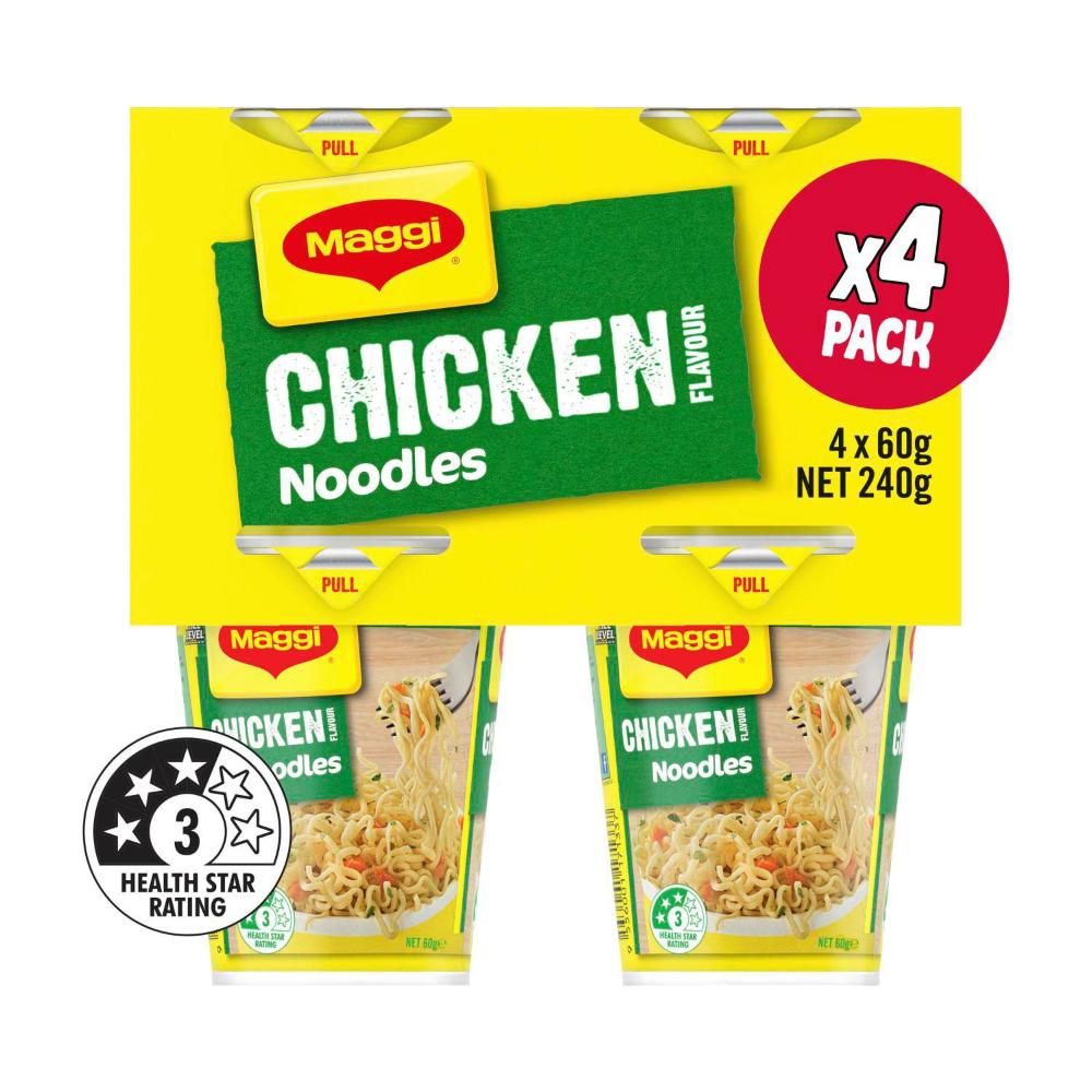 Maggi Instant Noodles Cups Chicken Flavour 4 Pack - 240g