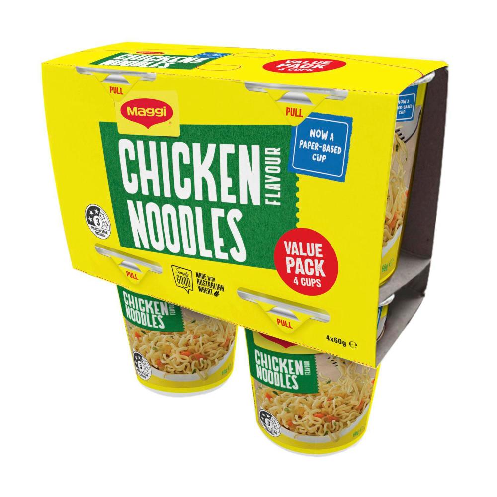 Maggi Instant Noodles Cups Chicken Flavour 4 Pack - 240g