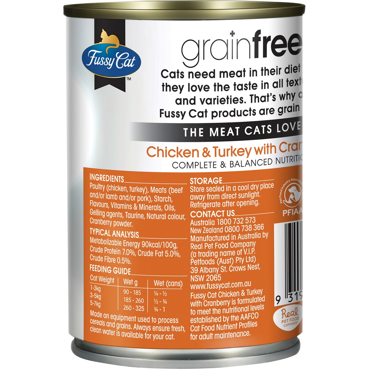 Fussy Cat Grain Free Adult Wet Cat Food Chicken & Turkey & Cranberry 400g