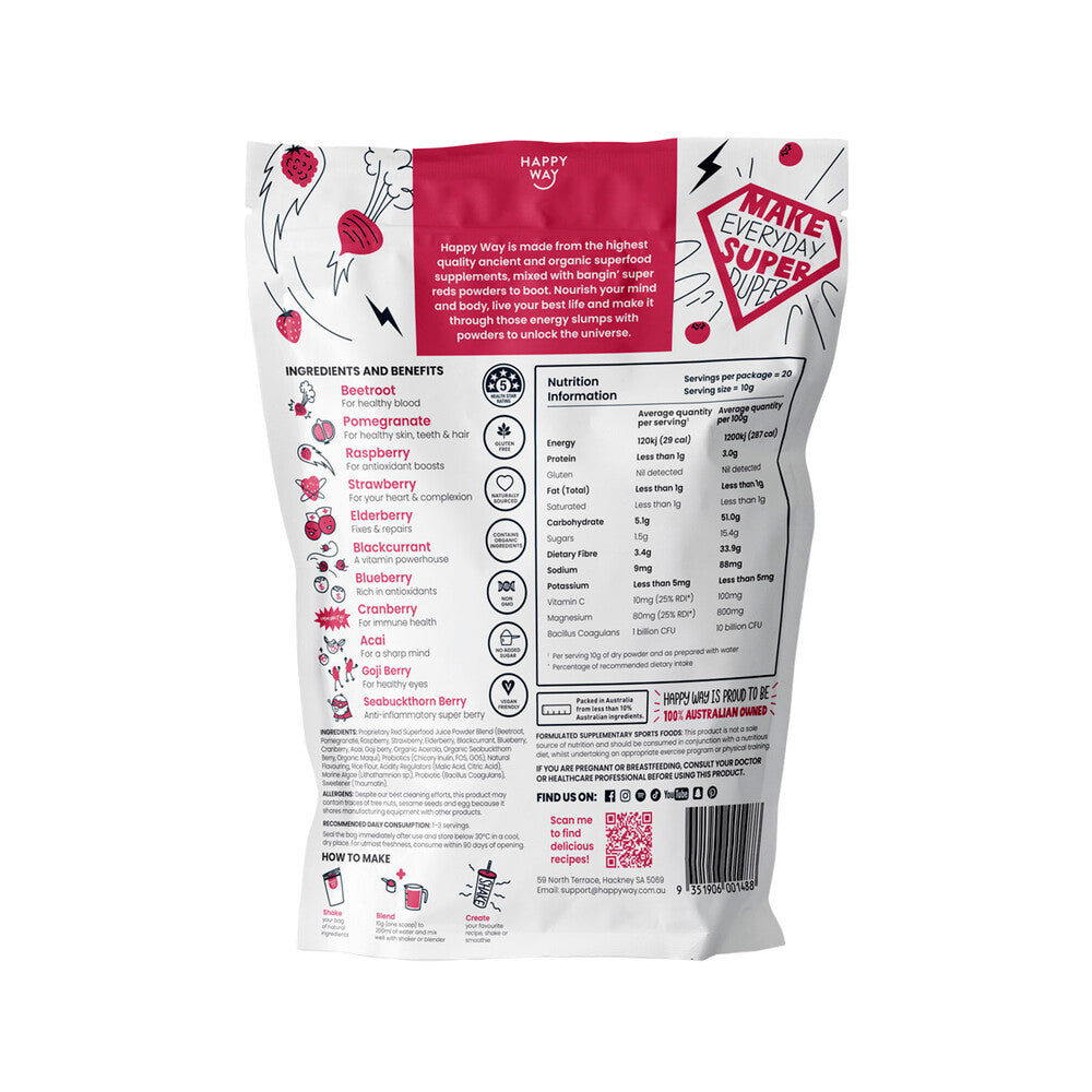 Happy Way Super Reds Powder Raspberry - 200g