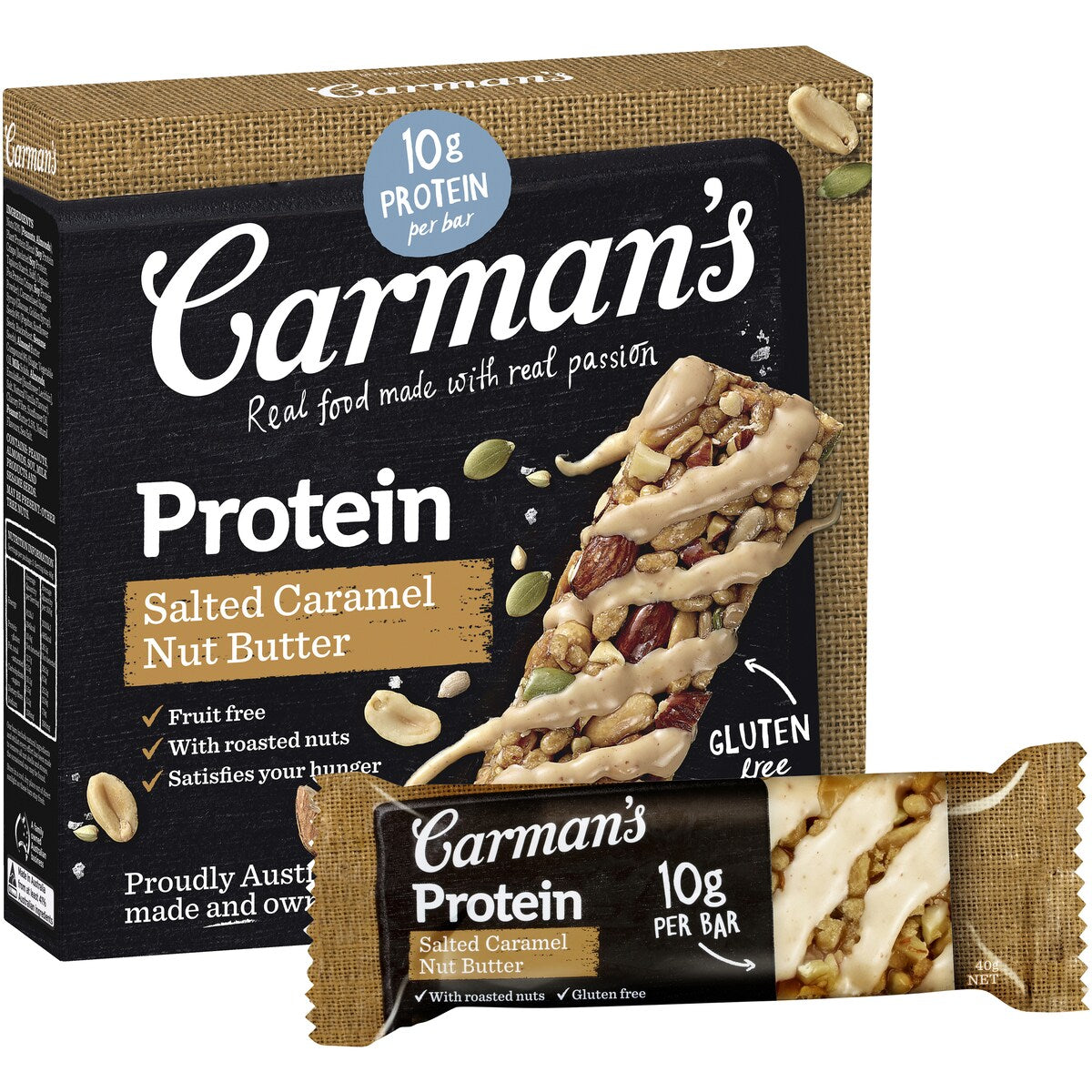 Carmans Protein Bars Salted Caramel Nut Butter 5 pack
