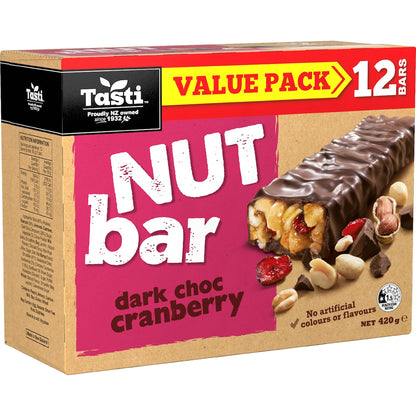 Tasti Nut Bar Dark Choc & Cranberry 420g