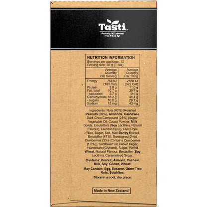 Tasti Nut Bar Dark Choc & Cranberry 420g