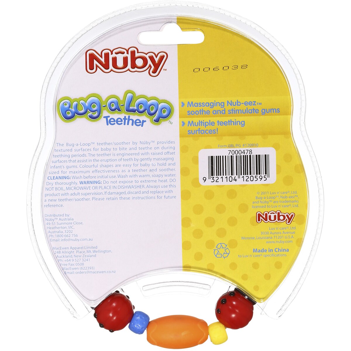 Nuby Teether Bug-a-loop Each
