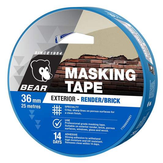Bear Render Cloth Exterior Masking Tape - 36mm x 25m - Blue
