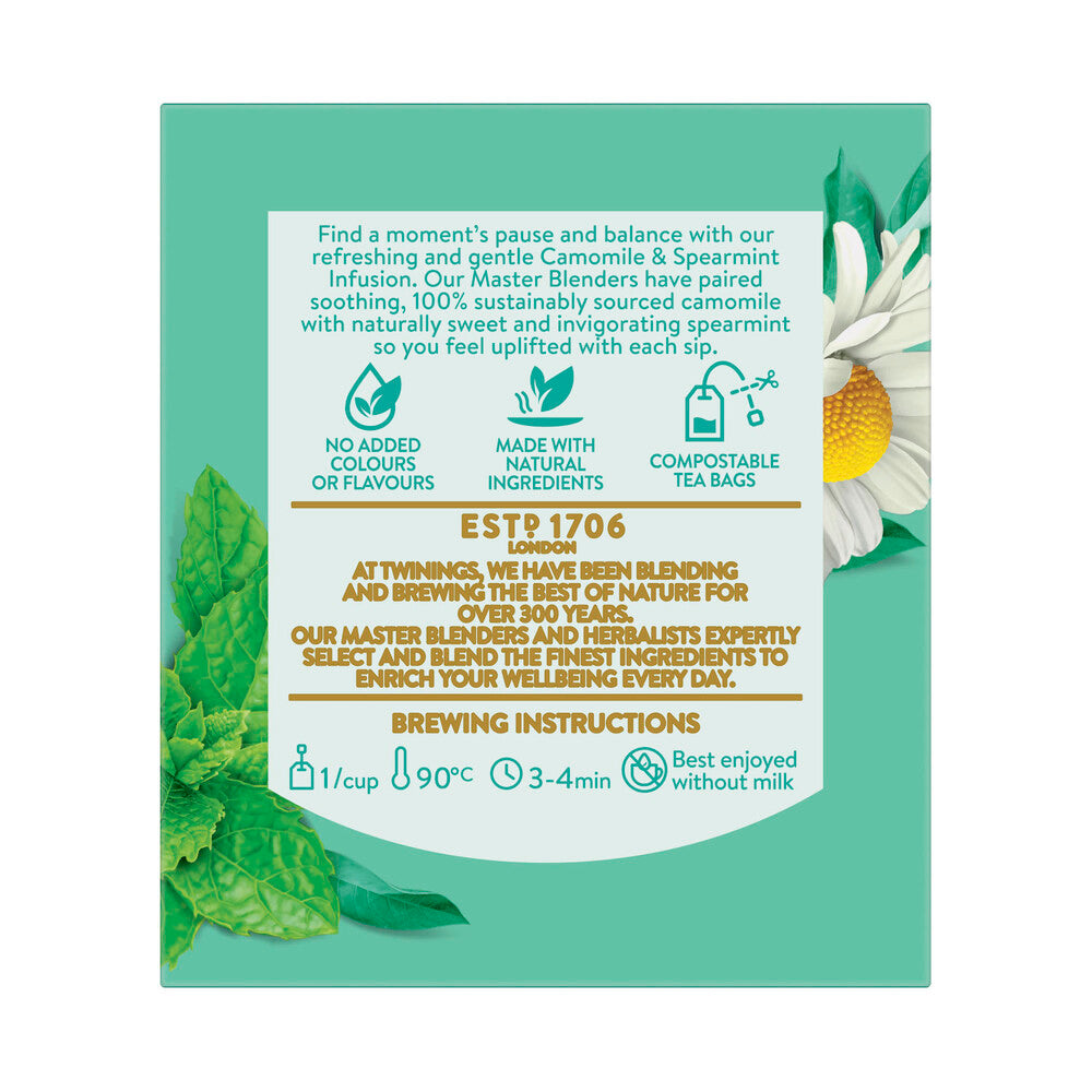 Twinings Chamomile & Spearmint Herbal Infusions Tea Bags 10 Pack - 15g
