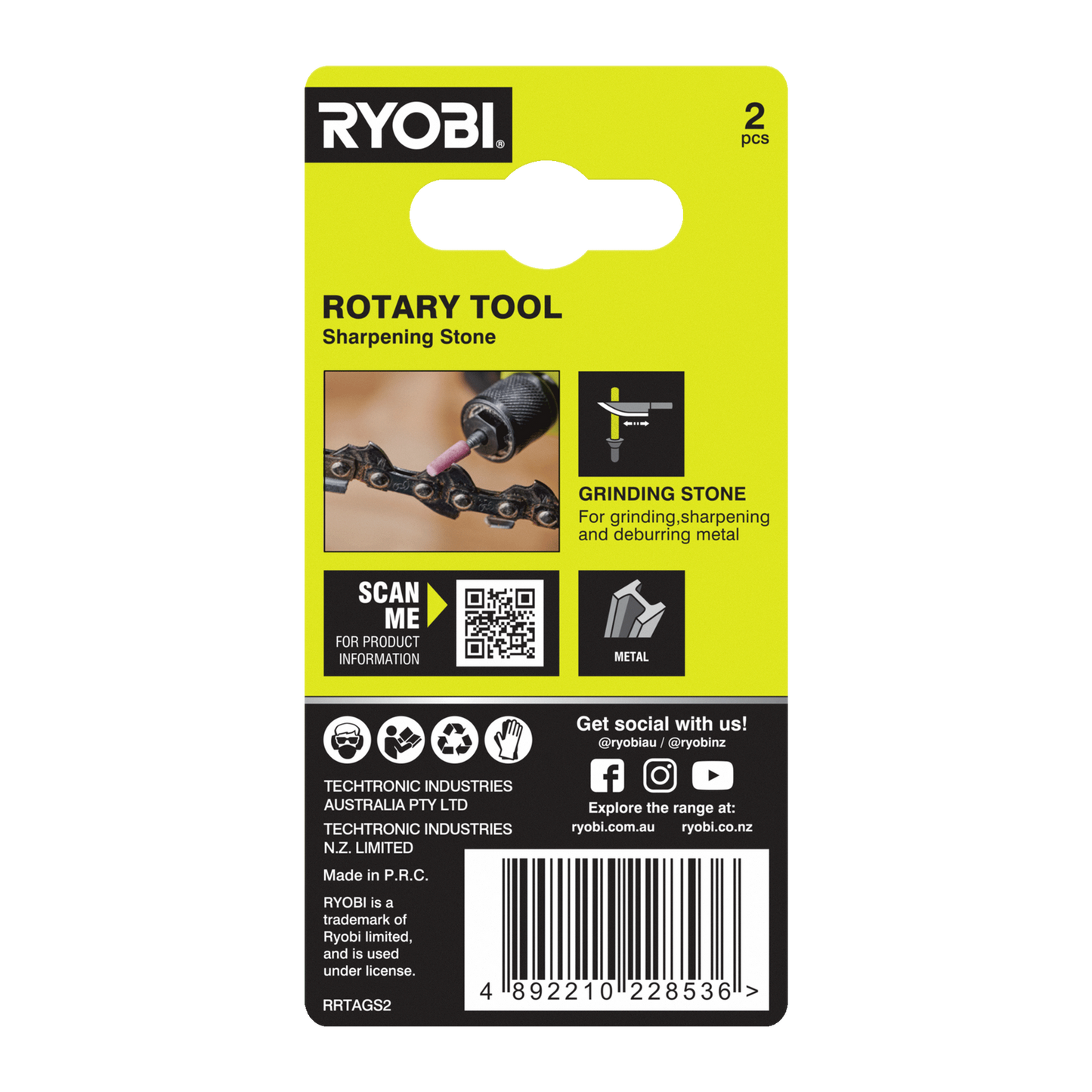 Ryobi Rotary Sharpening Stones - 4mm - 2 Piece