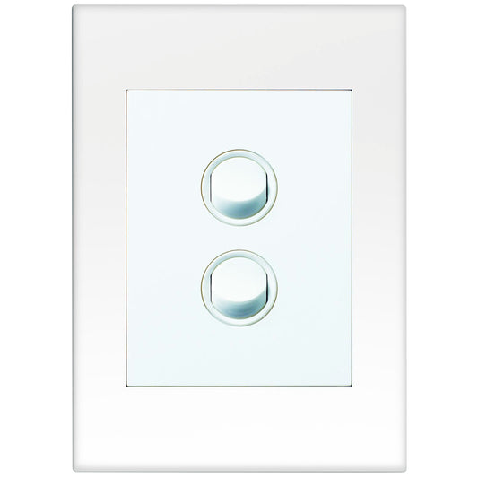 HPM Vivo 2 Gang Wall Switch - 85 x 118mm - White