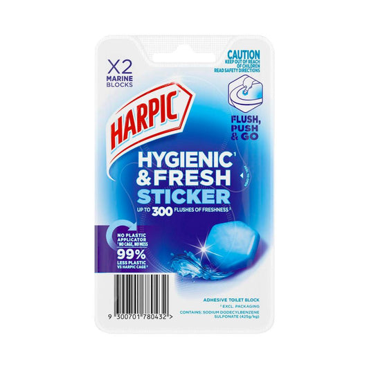 Harpic Hygienic & Fresh Sticker Adhesive Toilet Block Marine - 2 pack