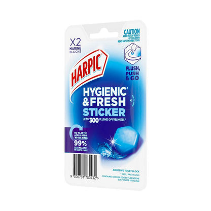 Harpic Hygienic & Fresh Sticker Adhesive Toilet Block Marine - 2 pack