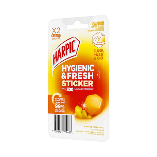 Harpic Hygenic & Fresh Sticker Adhesive Toilet Block Citrus - 2 pack