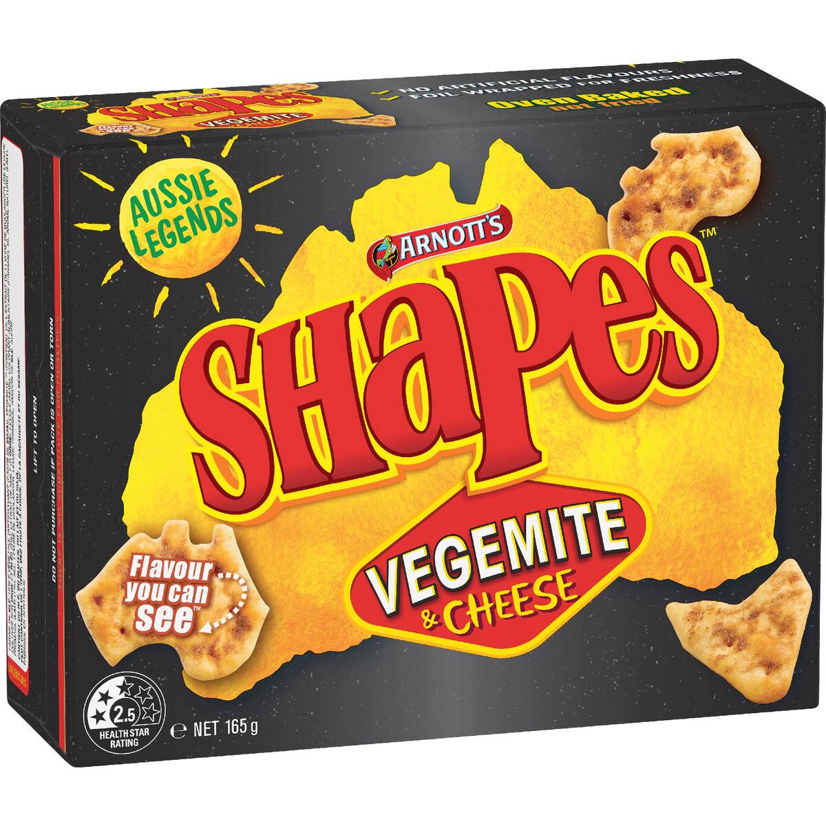 Arnott's Shapes Vegemite & Cheese Cracker Biscuits 165g