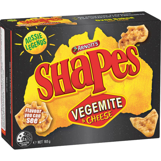 Arnott's Shapes Vegemite & Cheese Cracker Biscuits 165g