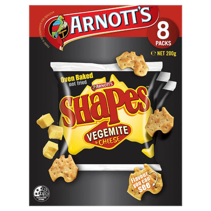 Arnotts Shapes Cracker Biscuits Vegemite & Cheese 8 Pack