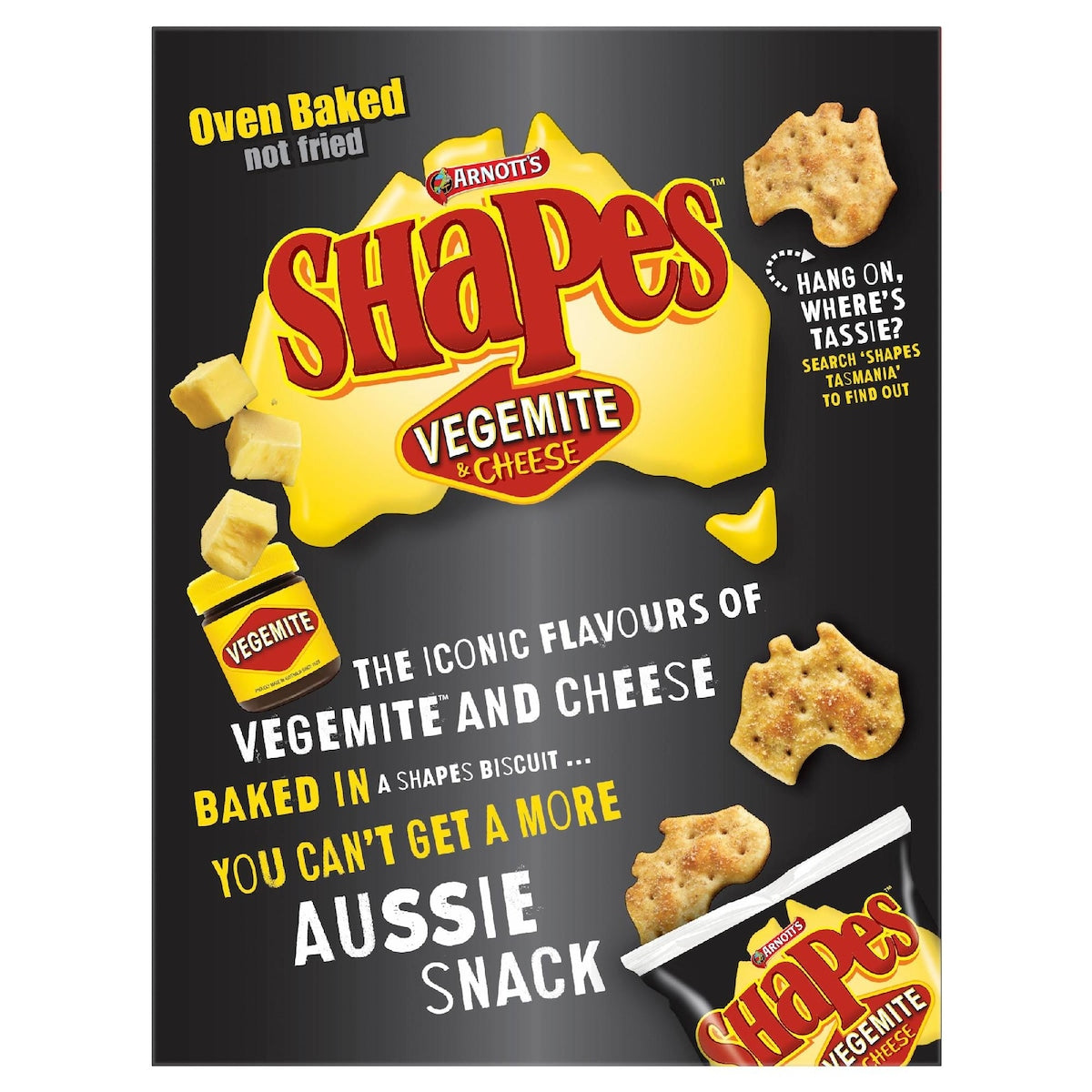 Arnotts Shapes Cracker Biscuits Vegemite & Cheese 8 Pack