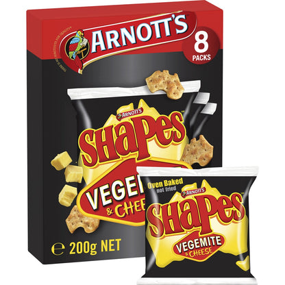 Arnotts Shapes Multipack Crackers Vegemite & Cheese 8 Pack