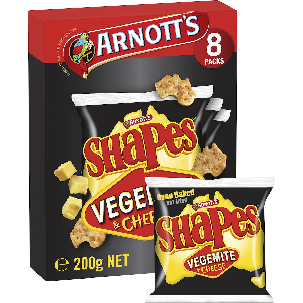 Arnotts Shapes Cracker Biscuits Vegemite & Cheese 8 Pack