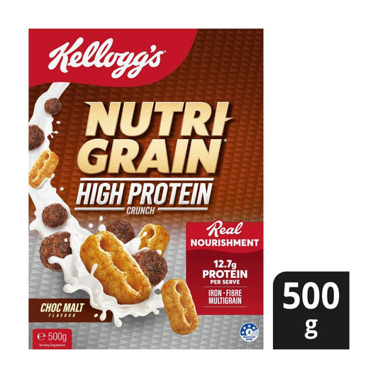 Kellogg's Nutri-grain High Protein Crunch Choc Malt Flavour - 500g