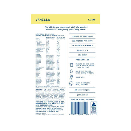 Qota Complete Meal Replacement Vanilla - 1.75kg