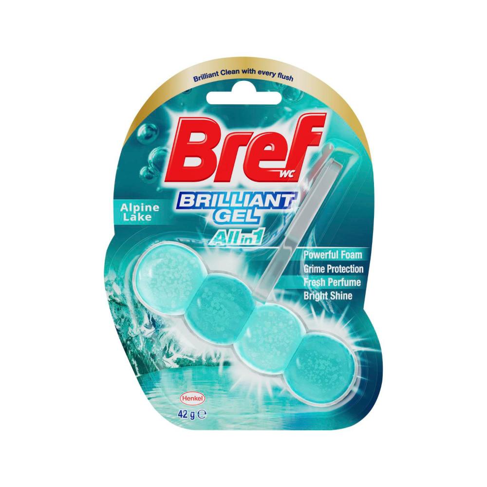 Bref Brilliant Gel Rimblock Alpine Lake Toilet Cleaner - 42g