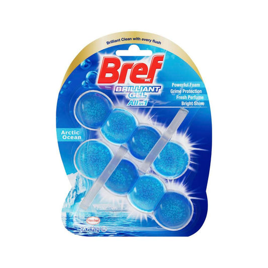 Bref Brilliant Gel Toilet Cleaner Rim Block Arctic Ocean 2x42g - 84g