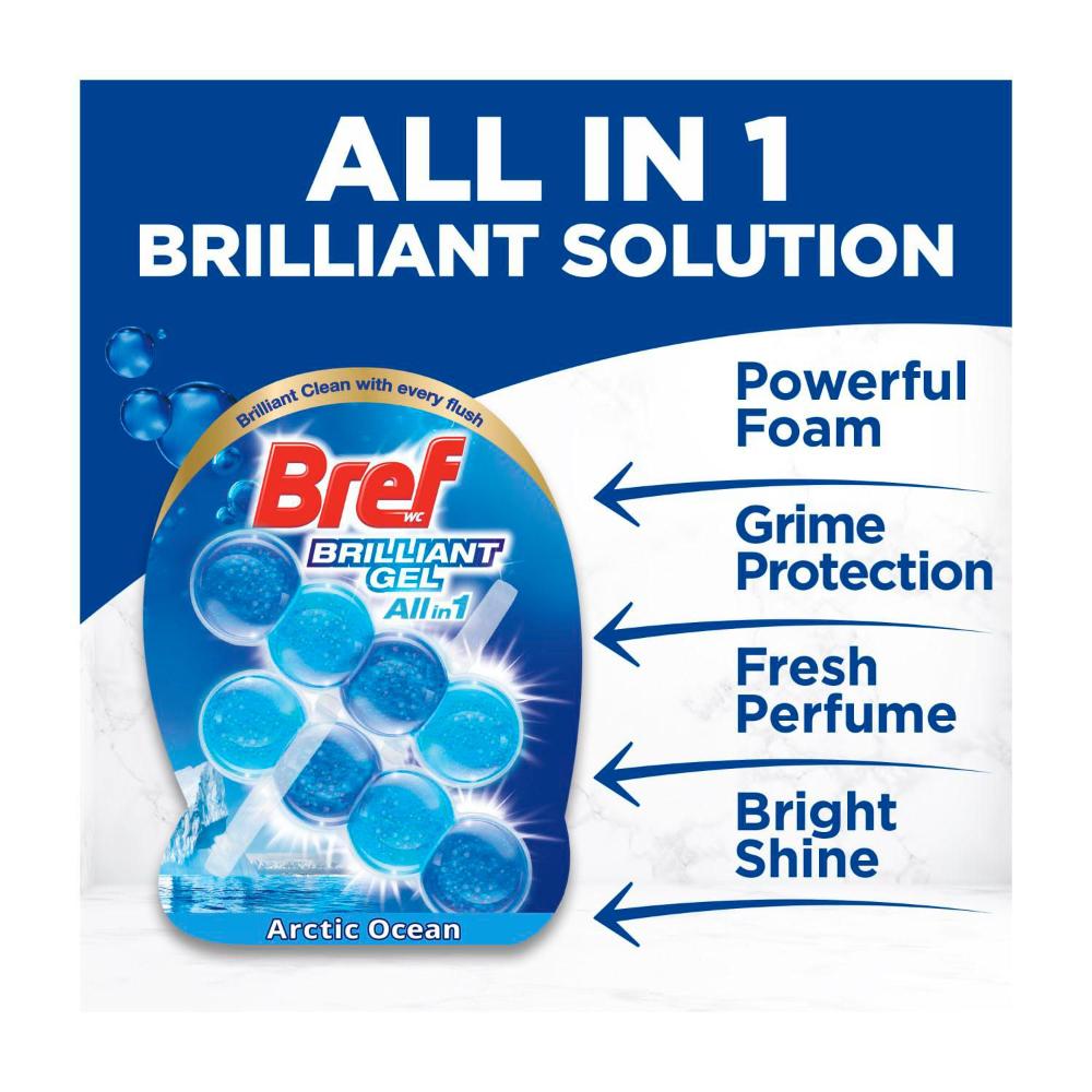 Bref Brilliant Gel Toilet eaner Rim Block Arctic Ocean 2x42g - 84g