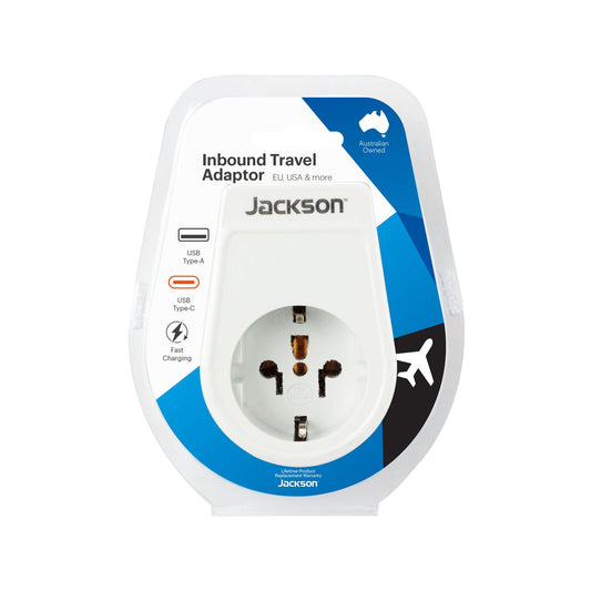 Jackson Inbound Slim USB A & C Travel Adaptor - Eu, Usa & More