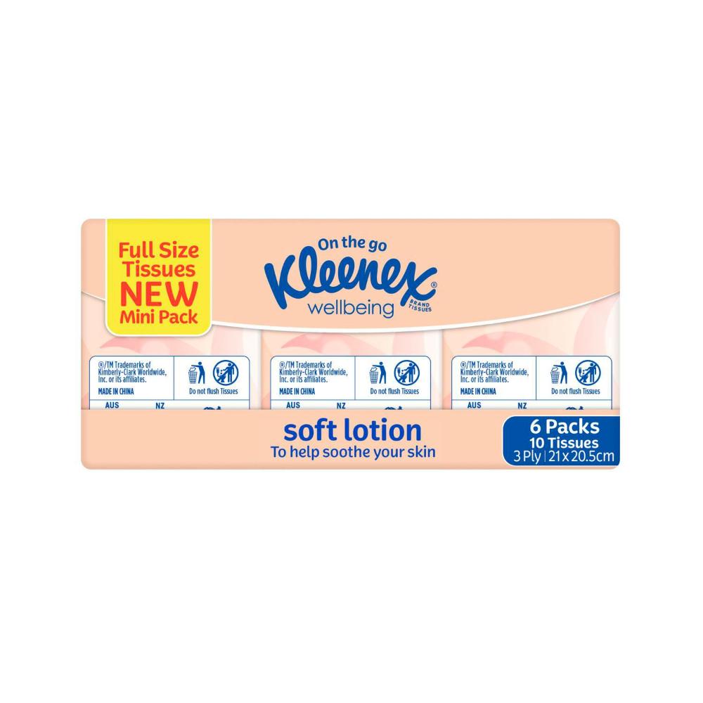 Kleenex Facial Tissue Soft Lotion 6x10 Pack - 60 pack