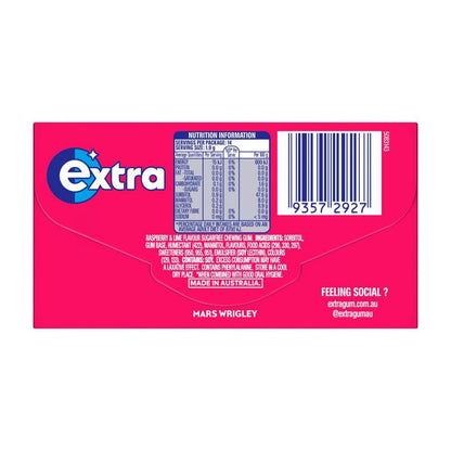 Extra Raspberry & Lime Sugar Free Chewing Gum - 27g