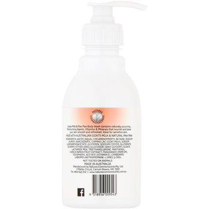 Natures Commonscents Bodywash Goats Milk & Paw Paw 600mL