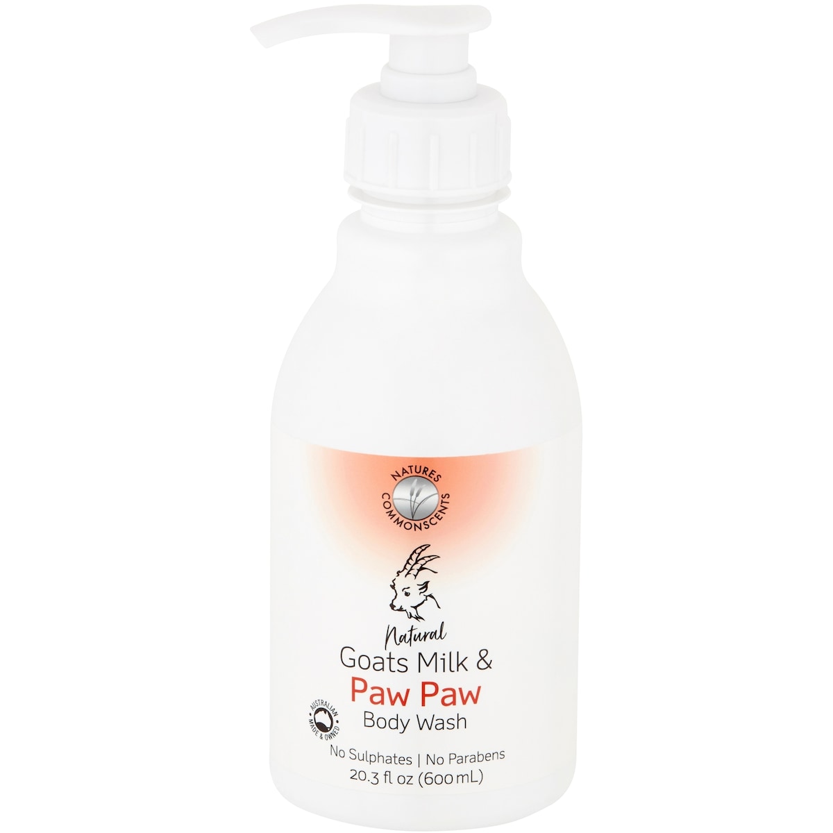 Natures Commonscents Bodywash Goats Milk & Paw Paw 600mL