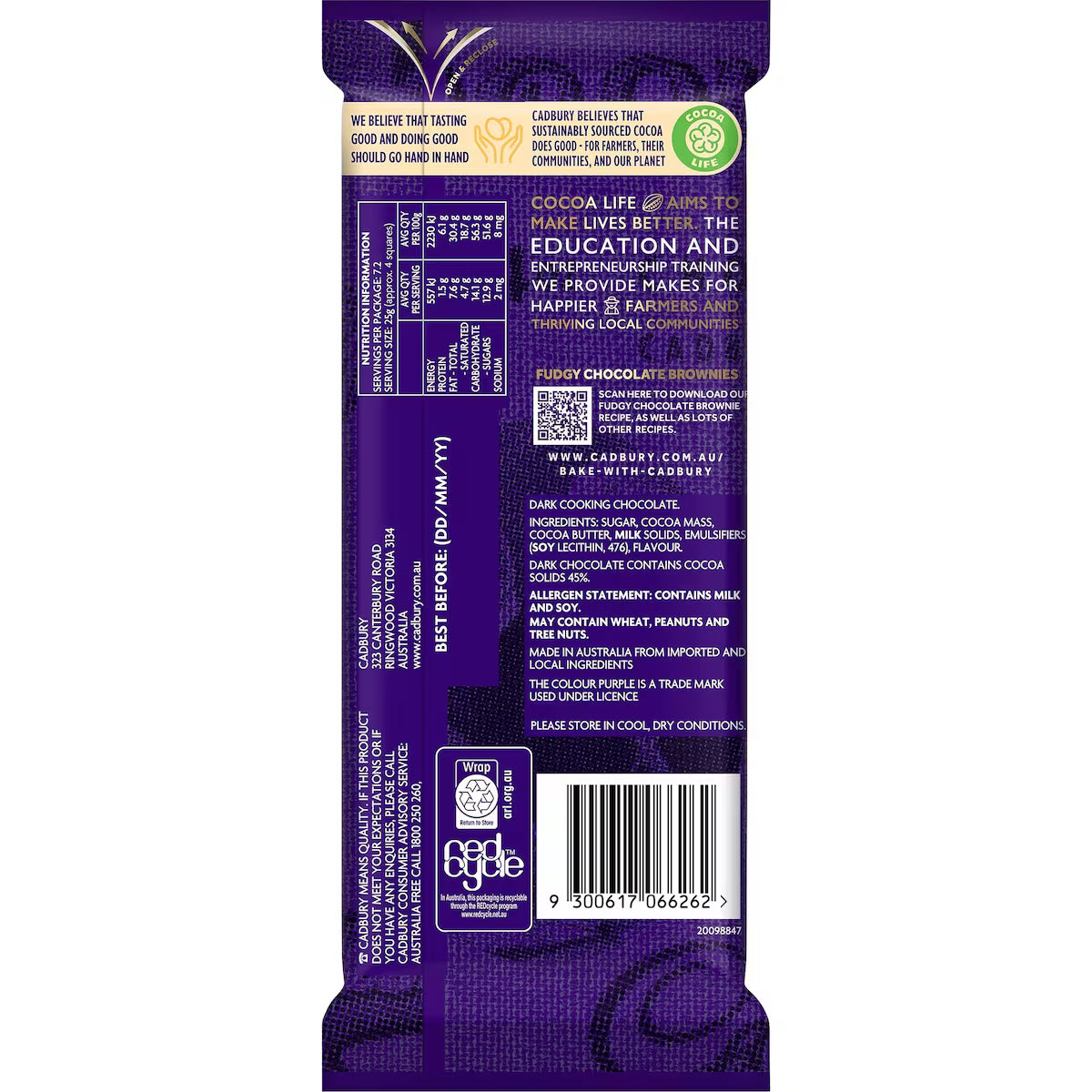 Cadbury Baking Dark Chocolate Block | 180g