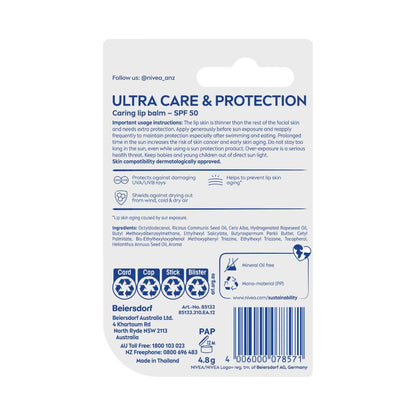 Nivea Lip Balm Ultra Care Sun Protect Spf 50+ - 4.8g